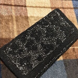 Elegant Black Beaded Clutch